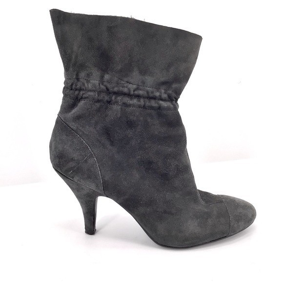 Nine West Grey Leather Upper High Heel Slouch Pull On Ankle Boots Size 9M - Picture 5 of 11